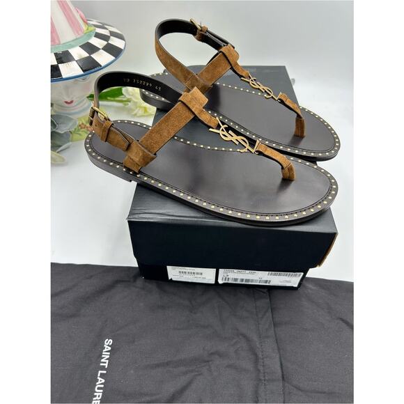 Men\'s Saint Laurent CASSANDRE YSL logo sandals size 43 made in Italy main image 4